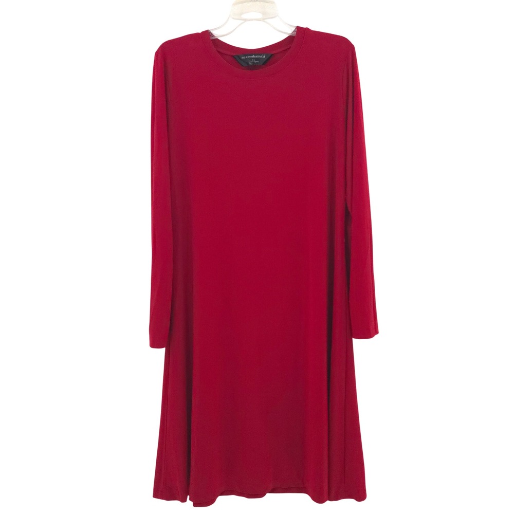 Norma Kamali Long Sleeve Swing Dress Womens Large Red NK486101 Jersey